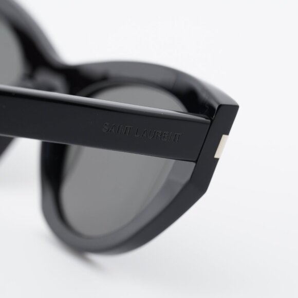 Saint Laurent SL215 GRACE 001 Sunglasses Black Cat Eye Frame, Grey Lenses main image 5